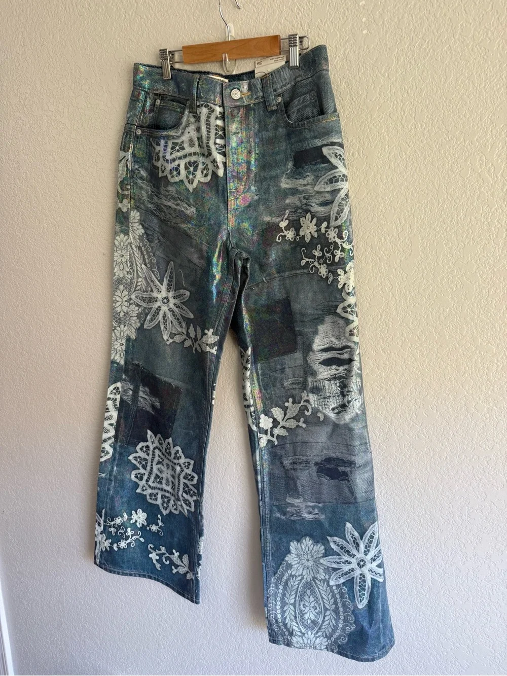 Free People We The Free Tinsley Printed High-Rise Illusions Jeans